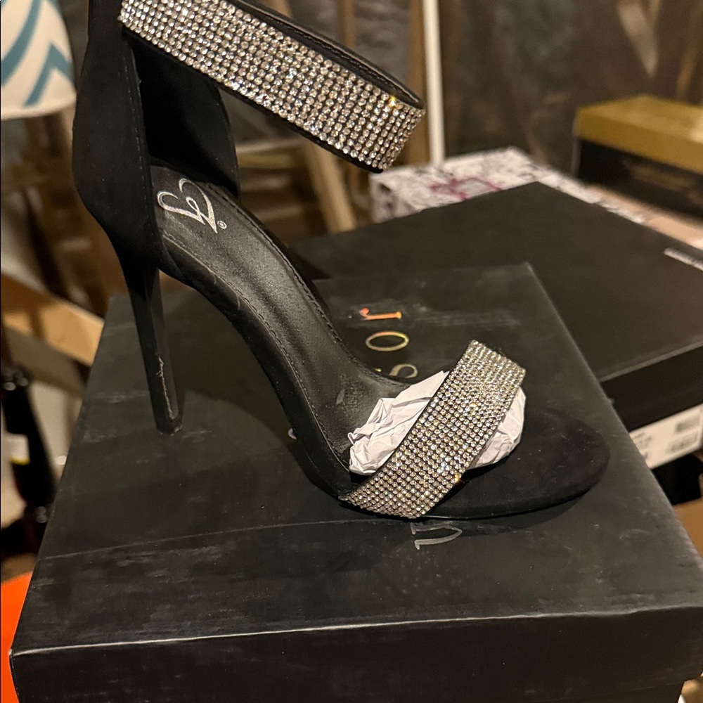 Windsor Black Heels with Sparkling Straps